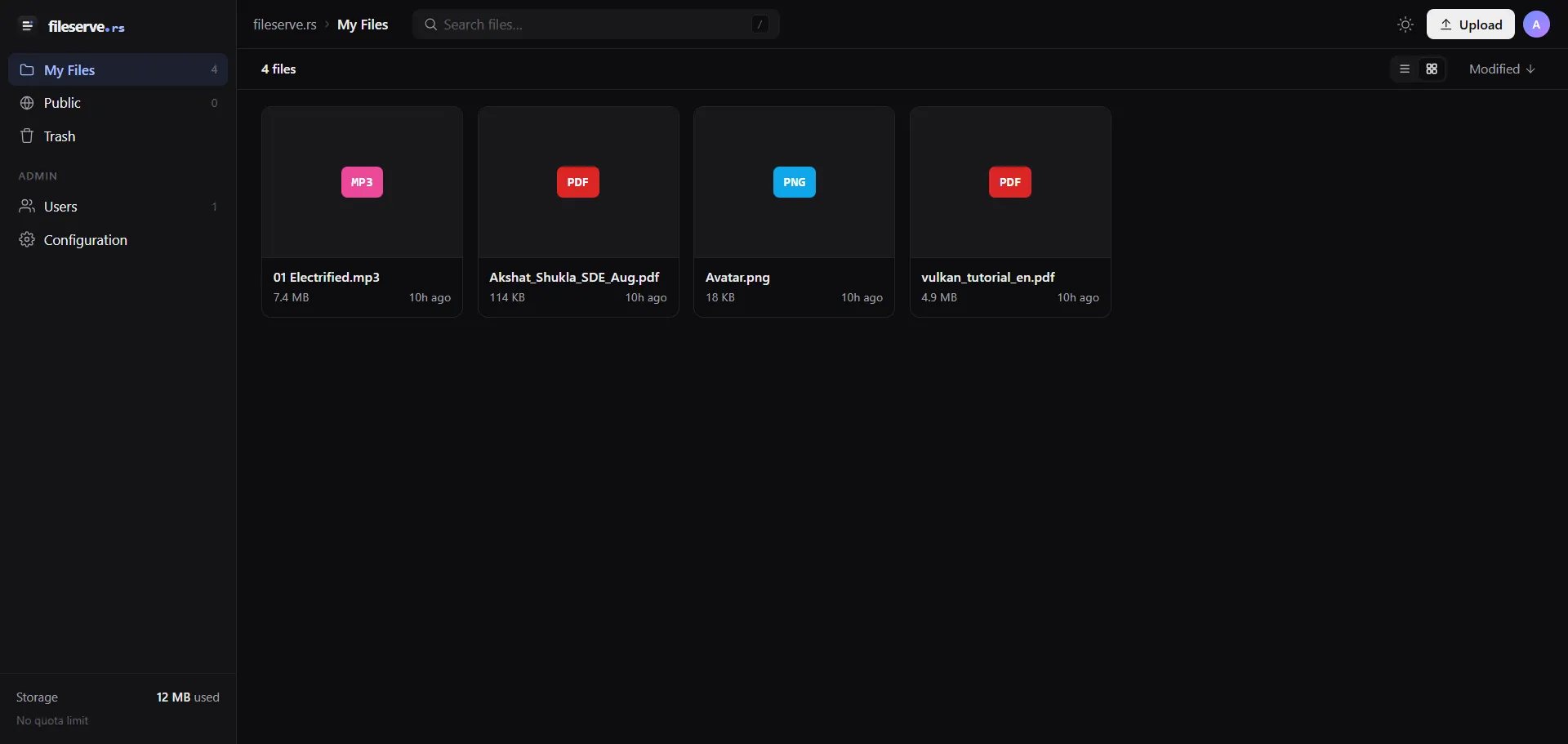 Fileserve-rs screenshot